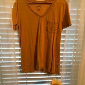 Yellow V-neck T-shirt